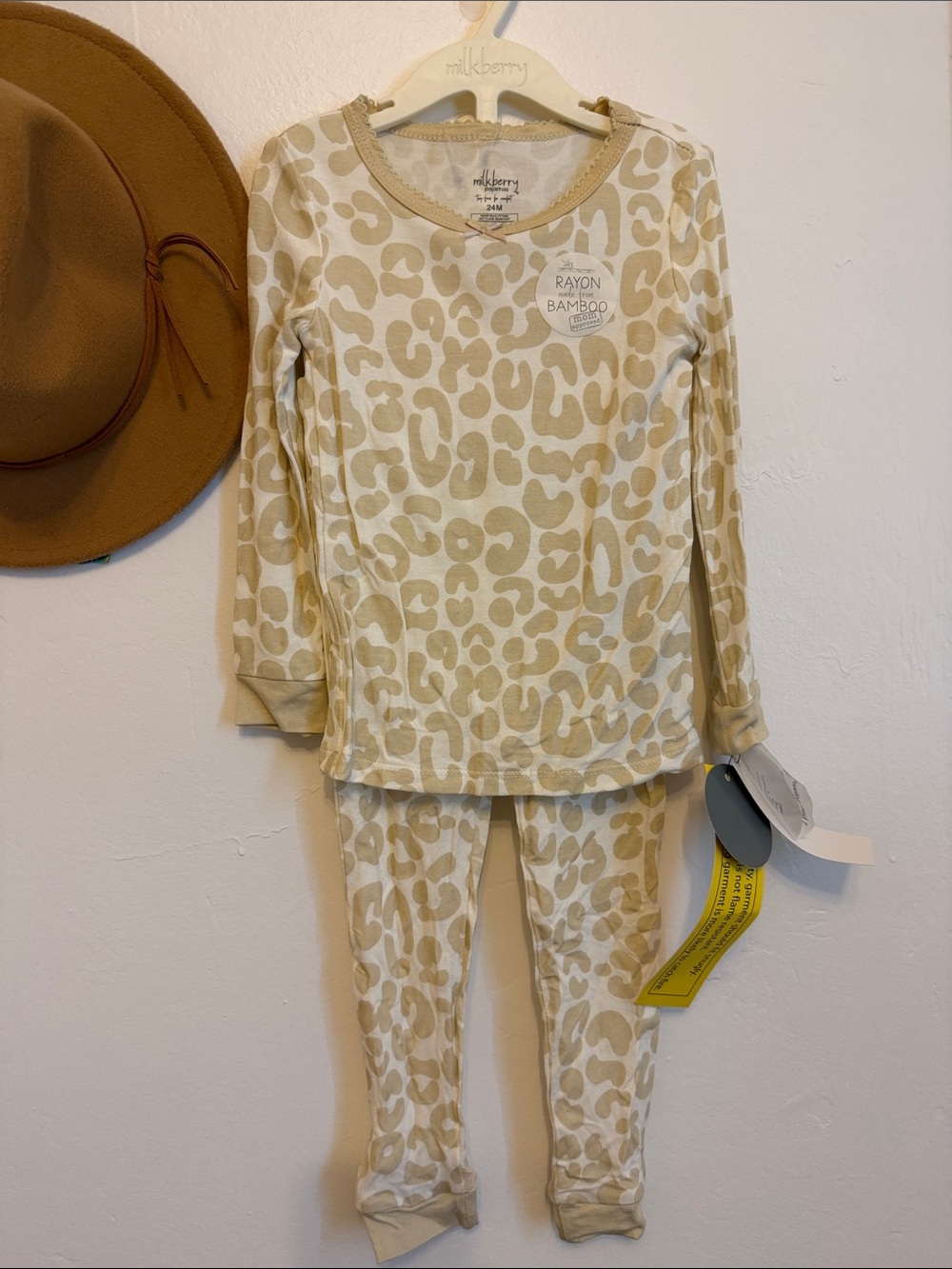 Milkberry Cream Leopard Print Kids Pajama Set - Long Sleeve Top & Pants